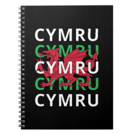 Red Welsh Dragon Cymru Herhaling Text Wales Roots Notitieboek
