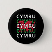 Red Welsh Dragon Cymru Herhaling Text Wales Roots Ronde Button 5,7 Cm (Voorkant)