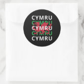 Red Welsh Dragon Cymru Herhaling Text Wales Roots Ronde Sticker (Tas)