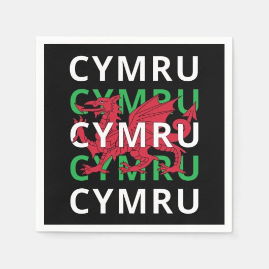 Red Welsh Dragon Cymru Herhaling Text Wales Roots Servet (Voorkant)