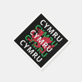 Red Welsh Dragon Cymru Herhaling Text Wales Roots Servet (Hoek)