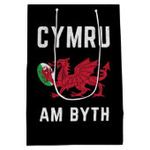 Red Welsh Dragon Cymru Rugby Fan Wales Medium Cadeauzakje (Achterkant)