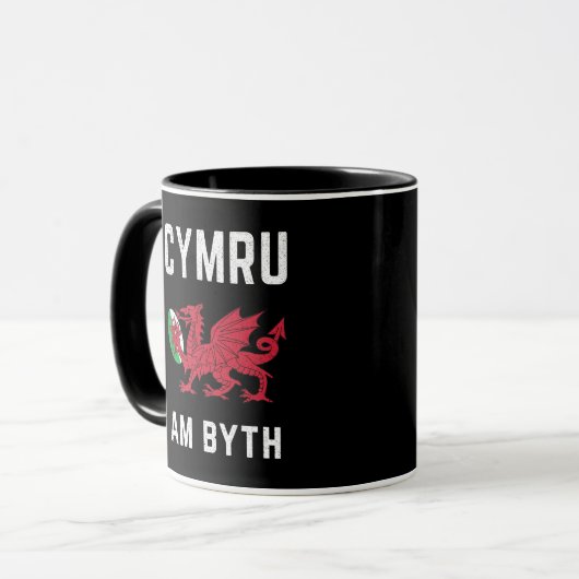 Red Welsh Dragon Cymru Rugby Fan Wales Mok (Voorkant links)