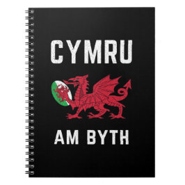 Red Welsh Dragon Cymru Rugby Fan Wales Notitieboek