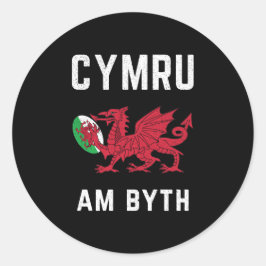 Red Welsh Dragon Cymru Rugby Fan Wales Ronde Sticker