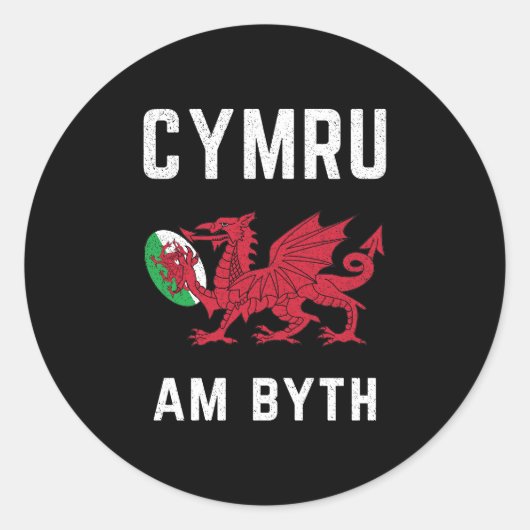 Red Welsh Dragon Cymru Rugby Fan Wales Ronde Sticker (Voorkant)