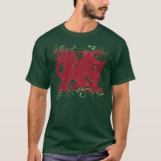 Red Welsh Dragon Mannen Dark T-Shirt (Voorkant)