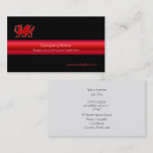 Red Welsh Dragon op zwart en metallisch uitziende  Visitekaartje (Voorkant / Achterkant)