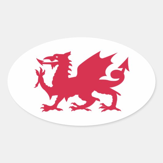 Red Welsh Dragon Ovale Sticker (Voorkant)