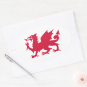 Red Welsh Dragon Ovale Sticker (Envelop)