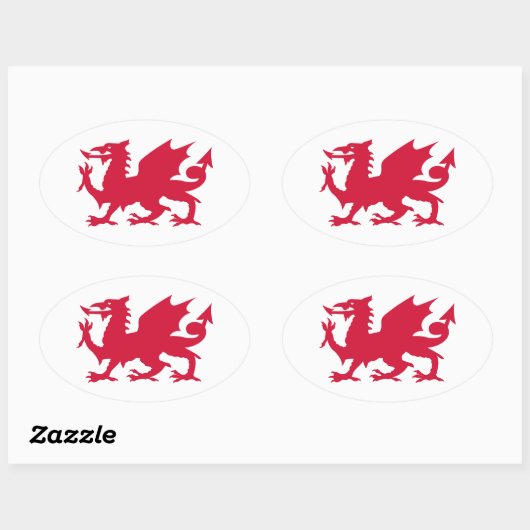 Red Welsh Dragon Ovale Sticker (Vel)