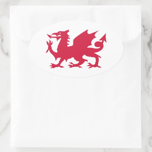 Red Welsh Dragon Ovale Sticker (Tas)