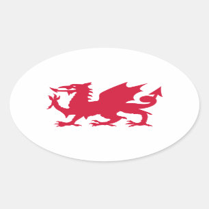 Red Welsh Dragon Ovale Sticker