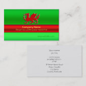 Red Welsh Dragon over groene metalen blik Visitekaartje (Voorkant / Achterkant)