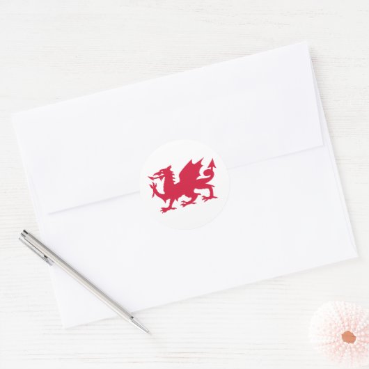 Red Welsh Dragon Ronde Sticker (Envelop)