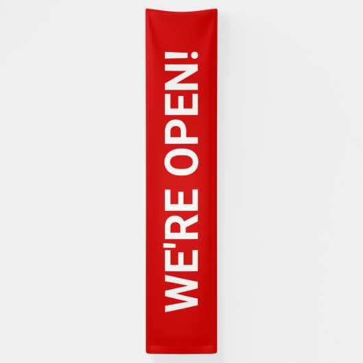 Red We're Open Business Spandoek (Verticaal)