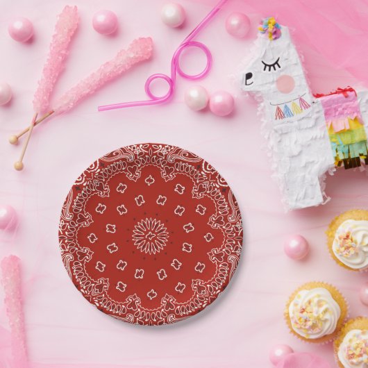 Red Western Bandana-patroon bord (Feest)