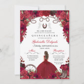 Red Western Charra Princess Ranchero Quinceanera Kaart (Voorkant)