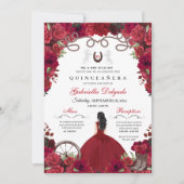 Red Western Charra Princess Ranchero Quinceanera Kaart (Voorkant)