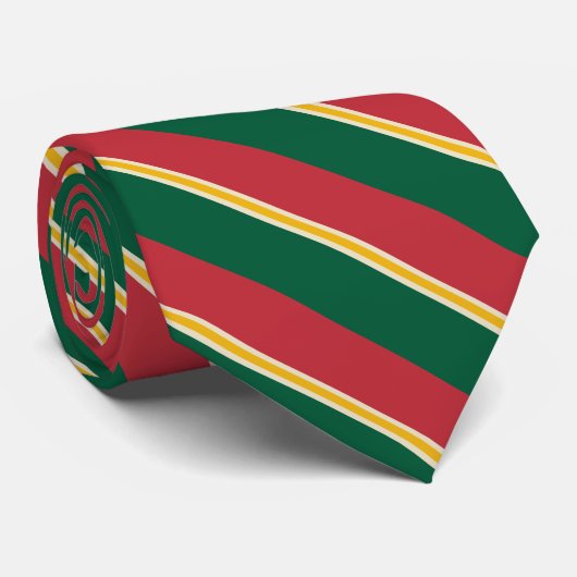 Red Wheat Gold en Green University Stripe Stropdas (Opgerold)