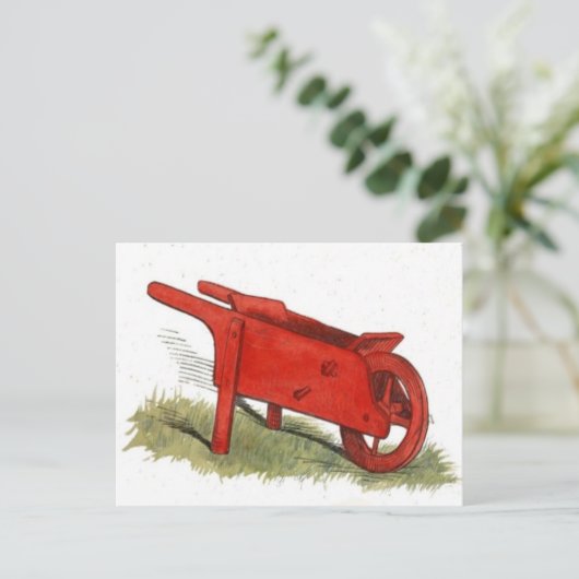 Red Wheelbarrow Briefkaart (Staand voorkant)