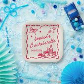 Red Whimsical Beach Bachelorette Party Papieren Bordje (Feest)