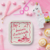 Red Whimsical Beach Bachelorette Party Papieren Bordje (Feest)