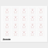 Red Whimsical Flourish Monogram Dank je Vierkante Sticker (Vel)