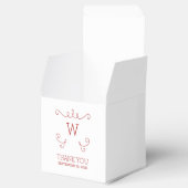 Red Whimsical Flourish Monogram Favor Boxes Bedankdoosjes (Geopend)