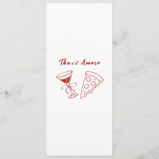 Red Whimsical Frame That's Amore Italian Wedding Menu (Achterkant)
