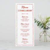 Red Whimsical Frame That's Amore Italian Wedding Menu (Staand voorkant)