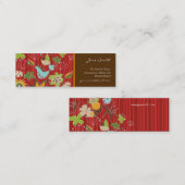 Red Whimsical Garden Bird Natuur Flowers Mini Visitekaartje (Voorkant / Achterkant)