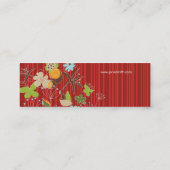 Red Whimsical Garden Bird Natuur Flowers Mini Visitekaartje (Achterkant)