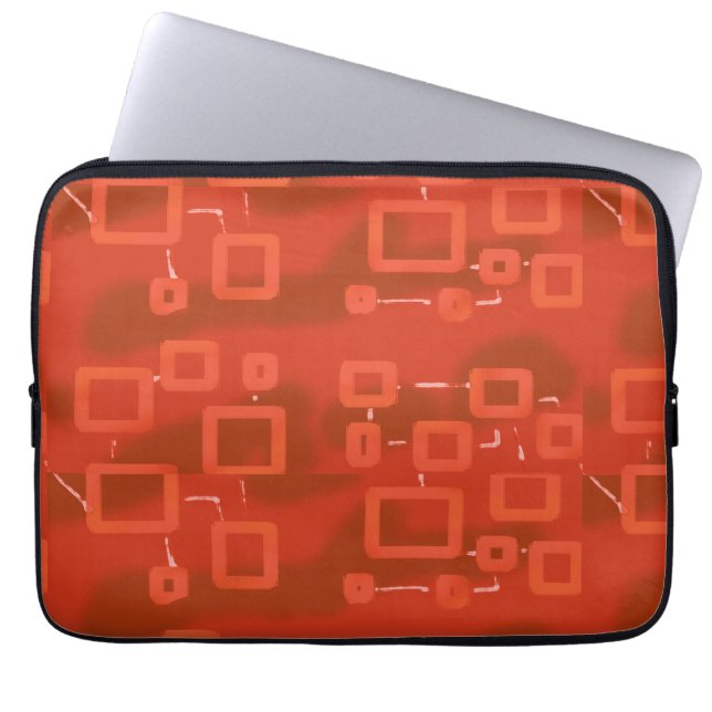 Red Whimsical Geometric Abstract Laptop Sleeve (Voorkant)
