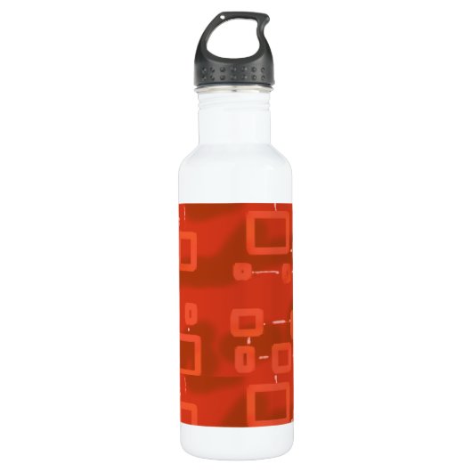 Red Whimsical Geometric Abstract  Waterfles (Voorkant)