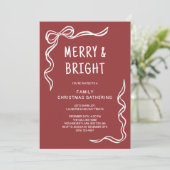 Red Whimsical Hand Drawn Family Christmas Party Kaart (Staand voorkant)