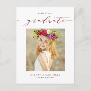 Red Whimsical Script 2022 Photo Afstuderen Aankondigingskaart