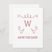 Red Whimsical Sparen het Briefkaart van de Datum (Voorkant / Achterkant)