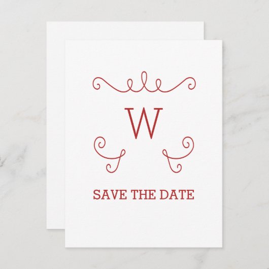 Red Whimsical Sparen het Briefkaart van de Datum (Voorkant / Achterkant)