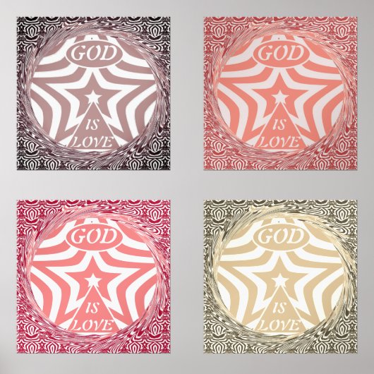 Red Whirl Pattern Poster Print - Intricate Art   Muurkunst Sets (Voorkant)