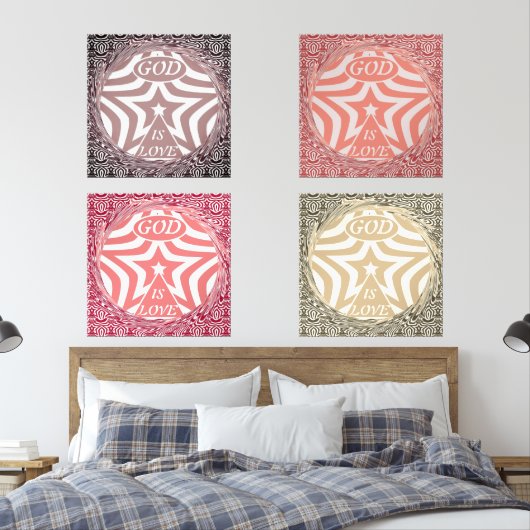 Red Whirl Pattern Poster Print - Intricate Art Muurkunst Sets (Slaapkamer)