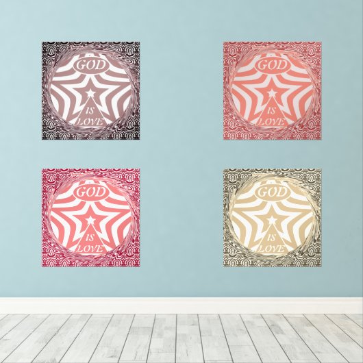 Red Whirl Pattern Poster Print - Intricate Art Muurkunst Sets (Houten vloer)