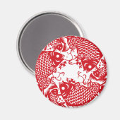 Red Whirling Koi Carp Fish Group Custom Magnet (Voorkant / Achterkant)