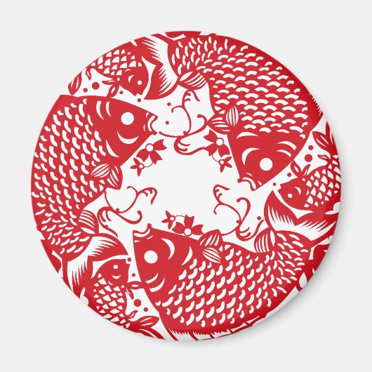 Red Whirling Koi Carp Fish Group Custom Magnet (Voorkant)