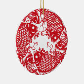 Red Whirling Koi Carp Fish Group Keramisch Ornament (Rechts)
