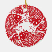 Red Whirling Koi Carp Fish Group Keramisch Ornament (Voorkant)