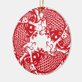 Red Whirling Koi Carp Fish Group Keramisch Ornament (Links)