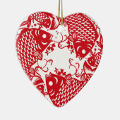 Red Whirling Koi Carp Fish Group Keramisch Ornament (Rechts)