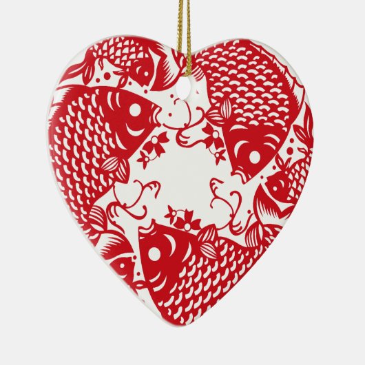 Red Whirling Koi Carp Fish Group Keramisch Ornament (Rechts)