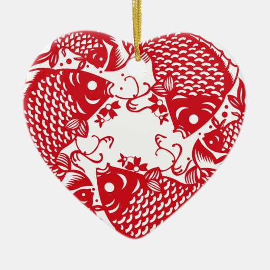 Red Whirling Koi Carp Fish Group Keramisch Ornament (Voorkant)
